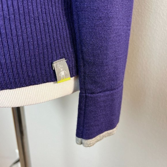 Smartwool Sweater Jacket Womens XS Purple 100% Merino Wool Full Zip Repair - Picture 9 of 14
